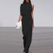 Women's clothing pants solid color one-shoulder pile collar jumpsuit hot selling hot dress pants_ecoleips.com