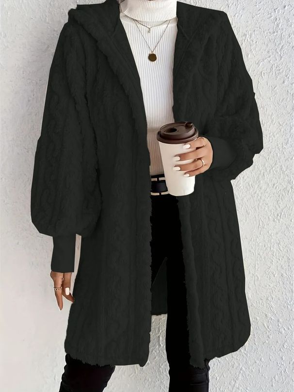 Women's Oversized Hooded Fleece Jacket – Cozy Long Sleeve Pullover For Fall & Winter, Streetwear Fashion_ecoleips.com