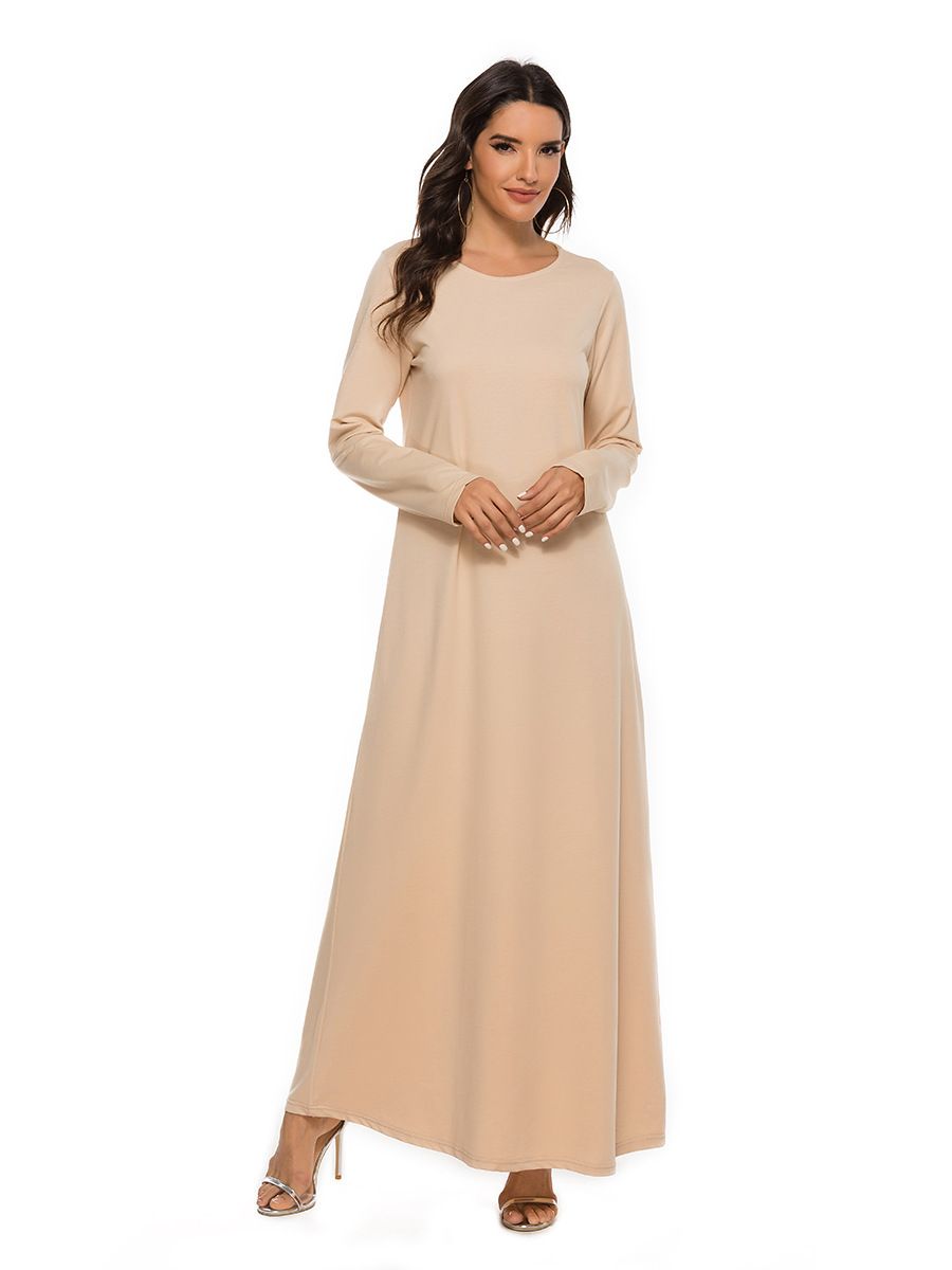 Women's Clothing New Muslim Basic Long Sleeved Inner Dress_ecoleips.com