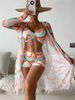 Sexy High Waist Bikini Set 3 Pieces - Long Sleeve Cover Up & Floral Swimwear With Underwire & Padding, Trendy Women's Swimsuits For Beach/Pool_ecoleips.com