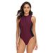Aria Basics European And American Style Women's Swimsuit, Tight-fitting, Sleeveless, Slimming, Conservative, Zippered, One-piece_ecoleips.com