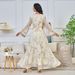 Women's Clothing Modest Abaya Dress Plus Size Modest Abaya Dress – Elegant Long Sleeve Dubai-Style Kaftan With Gilded Buttons & Flared Hem (White)_ecoleips.com