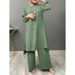 H728 Muslim Women's Urban Sportswear Two-Piece Elegant Long Sleeve Shirt Loose Fashion Wide-Leg Pants Set_ecoleips.com