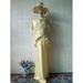 Elegant Off-Shoulder Midi Dress Set – Sexy Ruffle Hem & Wrap Waist Two-Piece Outfit (S-XXL, Butter Yellow)_ecoleips.com