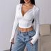 AD753 Fashionable Cross-Border Spring And Autumn New Knitted Ribbed Zipper Women's Sexy Hot Girl Hooded Cardigan_ecoleips.com