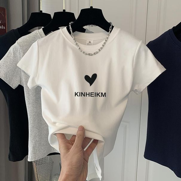 Women's Cotton Short Sleeve T-Shirt Slimming Versatile Top Short Fit Age Reducing Base Layer for Stylish Casual Wear_ecoleips.com