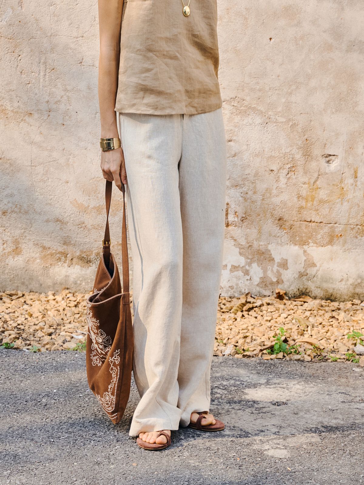Women's 100% Linen High-Waisted Wide-Leg Trousers - Breathable Straight-Leg Pants For Elegant Commute & Casual Wear (White, Natural, Black)_ecoleips.com