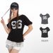 HeyHenry Women's Asymmetrical Print Top Short Sleeve Slim Fit Trendy T-Shirt Hot Girl Summer Niche_ecoleips.com