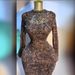 Women's Flocked Floral Mesh Dress With Slip - Elegant Ruffle Sleeve Bodycon Dress For Fall_ecoleips.com