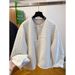girl 2023 Korean Style Round Neck Quilted Winter Loose Casual Irregular Placket Warm Padded Cotton Jacket Women's Top Trendy_ecoleips.com