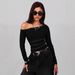 2026 New European And American Cross-Border Hot Girl Asymmetrical Shoulder Collar Metal Ribbon Studded Decor Slim_ecoleips.com