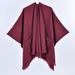 K New Women's Warm Cloak Simple Double-sided Solid Color Split Outerwear Shawl_ecoleips.com