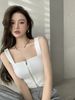 Sexy Ort Zipper Tank Top Women's Inner Wear Pure Color Csole Summer Trendy Commute Sle Slim Fit Single Piece_ecoleips.com