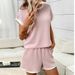Women's Short Sleeve T-Shirt And Shorts Set Summer Casual Contrast Color Two Piece Outfit Comfort Stretch Fit For Daily Wear_ecoleips.com