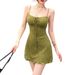 Women's Sweet Green Halter Belted A-Line Mini Dress – Vintage Resort Summer Gown_ecoleips.com