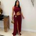 Women's Sexy High-Slit Bodycon Dress – Sleeveless Crop Top & Side Slit Elegant Midi Dress (Black/Burgundy/Brown, S-Xxl)_ecoleips.com