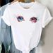 Euroean And American Cross-border Foreign Trade Clothing, Sexy Eyelash Rint Round-neck Short-sleeve Women's T-shirt_ecoleips.com