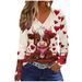 Women’S 3d Floral Print V-Neck T-Shirt – Soft Mesh Long Sleeve Top, Loose Fit, Casual & Stylish (Multiple Colors, Sizes S-3xl)_ecoleips.com