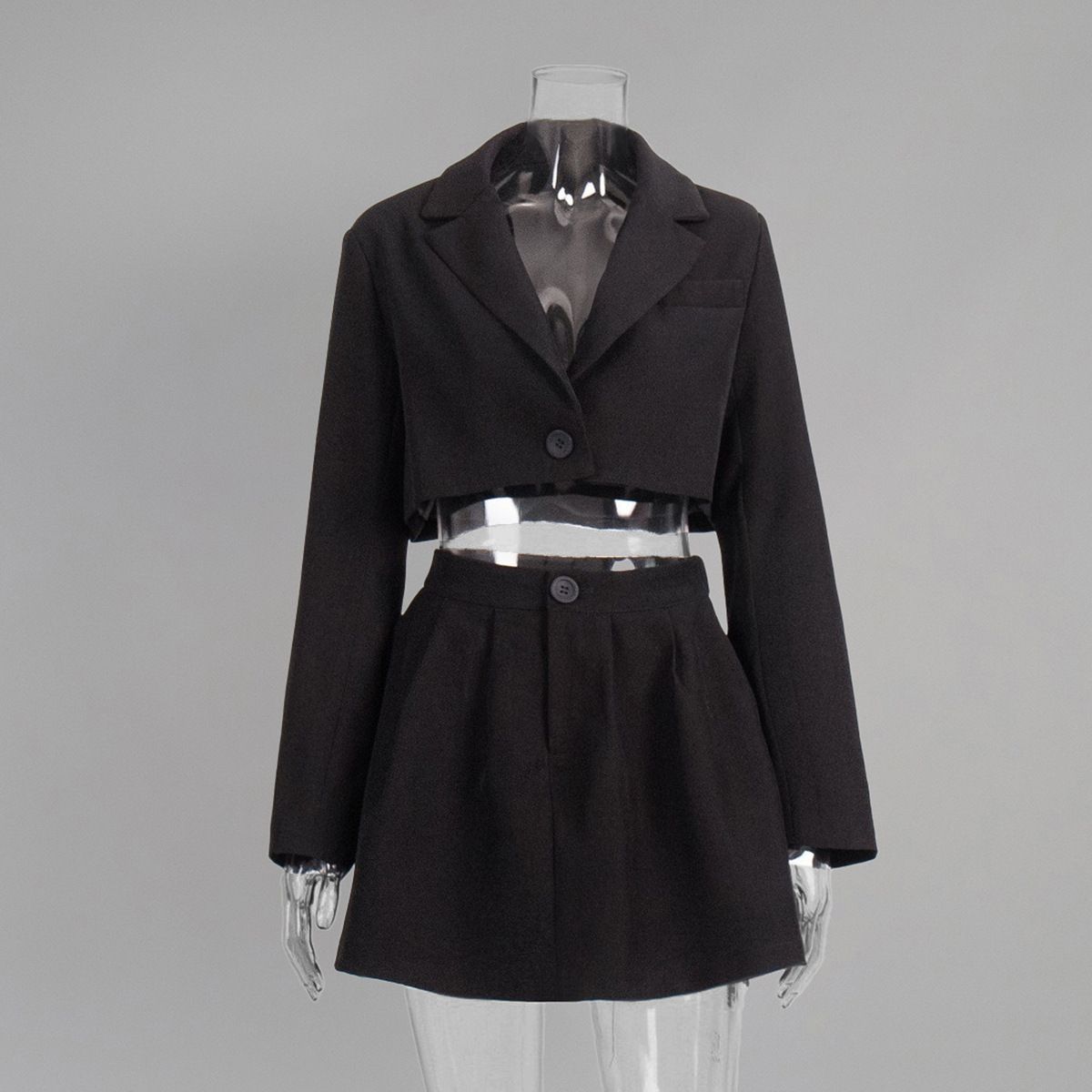 K Business Suit Set With Lapelled Blazer And Ultra-short Skirt_ecoleips.com