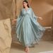 BA5037 New Mint Green Hand-sewn Beaded Robe Fashionable Elegant Travel Photo Dress_ecoleips.com