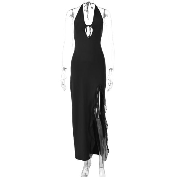 Women's Clothing Style Women's Ruffle Dress V Neck Lace Up Backless Fashion Sexy Spring Clothing For Formal & Casual For Women_ecoleips.com