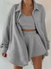 Women's Clothing Long Sleeved Jacket Shorts Vest Three Piece Sports Casual Sweater Suit_ecoleips.com