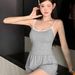 Voya Women's Casual Simple Suspender Home Suit Set, Cool And Comfortable Summer Sleepwear Two-piece Set For Women_ecoleips.com