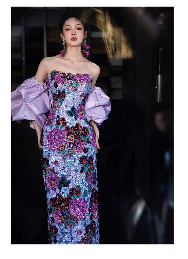 Women's Morning Robe Evening Gown Wedding Dress High-End Sequined Travel Photography Mermaid Style Toasting Dress New 2026_ecoleips.com