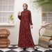 Women's Clothing Muslim Fashion Long Robe – Flowy Muslim Dress With Traditional Print (Red, S-XL)_ecoleips.com
