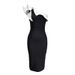 Sexy Bandage Bodycon Dress – One-Shoulder Black & White Cocktail Dress (XS-L) – Stretchy Polyester For Clubbing & Evening Events_ecoleips.com