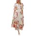 2025 Spring/Summer New Women's Slim Fit Large Swing Chiffon Printed Beach Vacation Deep V Long Dress_ecoleips.com