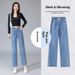 Elastic High-waisted Women's Jeans Spring And Autumn, Loose Fit, Cropped Length, Slimming, Versatile, Straight-leg Pants_ecoleips.com