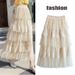 French Lace Patchwork Skirt Fairy Gauze Skirt New Umbrella Skirt Medium Length Embroidered Cake Skirt_ecoleips.com