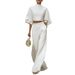2026 European And American Cross-border Women's Clothing Independent Site Vacation Blended Short Top High-waisted Casual_ecoleips.com