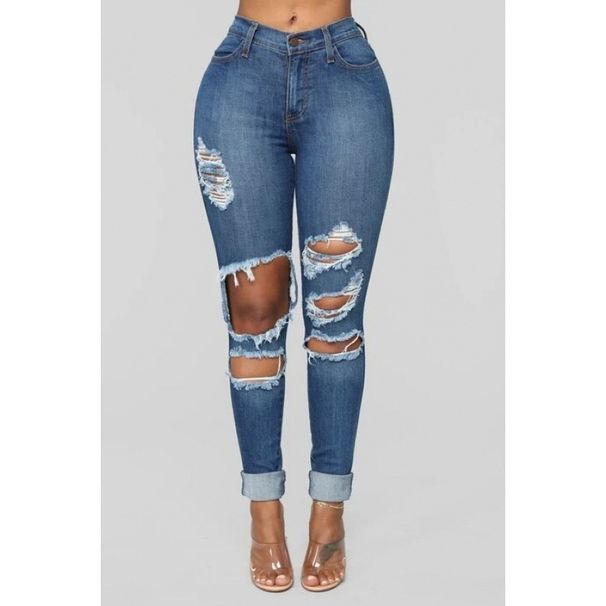 European And American Foreign Trade Cross-border High-waisted Stretch Ripped Slim-fit Women's Jeans_ecoleips.com
