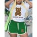 Women's Stylish Sporty T-Shirt & Shorts Set - Breathable Polyester, Trendy Color Block, S-5XL (White/Black/Red/Green/Gray/Khaki)_ecoleips.com