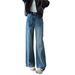 Women's Clothing Retro Blue Wide Leg Jeans High Waisted Slimming Loose Fit Versatile Straight Leg Curved Trousers For Women Autumn_ecoleips.com