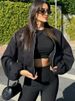 K Fashionable Versatile New Soft Leather Pilot Jacket For Women;_ecoleips.com