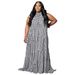Women's Clothing Plus Size Patchwork Color Block Long Skirt Dress American Style Casual Summer Dress Elegant Fashion_ecoleips.com