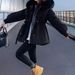 girl Hot-Selling 2025 Winter Haining Women's New Fox Collar Rabbit Fur Inner Detachable Parka_ecoleips.com