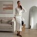 Women's Metal Buckle Two Piece Sweater Dress Set With Ruffles Sexy Style Retro Tight Fit Autumn Winter Dress_ecoleips.com
