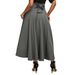 Elegant Flowy Midi Skirt With Crisscross Ties - Soft Polyester Fabric, A-Line Silhouette, Black/Grey/Burgundy, S/M/L Sizes_ecoleips.com