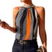 Women's Clothing Summer Women's Off-Shoulder Stand Collar Halter Neck Print Top Fashion For Formal & Casual For Women_ecoleips.com