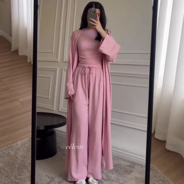 3-Piece Workwear Set - High Waist Wide Leg Pants + Slim Fit Top + Cropped Jacket, Stretchy Polyester-Spandex, Autumn Casual Outfit_ecoleips.com