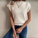 Oversized Knit Vest – High Neck & Long Sleeve Layering Piece For Women (Rayon Blend, 4 Sizes, Cream)_ecoleips.com