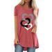 Women's Clothing Valentine's Day Casual Large Size Round Neck Short Sleeve T Shirt_ecoleips.com