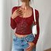 Diyun Foreign Trade Spring And Summer New European And American Y2k Sexy Style Slim Fit Hollow Long Sleeve Lace Shirt Top_ecoleips.com