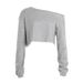 Oversized Off-Shoulder Sweatshirt With Asymmetric Neckline, Long Sleeve Cropped Top For Women, Casual Chic Loungewear_ecoleips.com