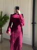 Fashion Turtleneck Long Sleeve Party Dress Women Elegant Hight Waist Draped Long Dress Sexy Lace Embroidery Splicing Slim Gowns_ecoleips.com