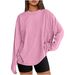 Verve New Summer Solid Color Long Sleeve Round Neck T-Shirt Loose Casual Women's Top Spring Autumn Versatile Base Shirt_ecoleips.com